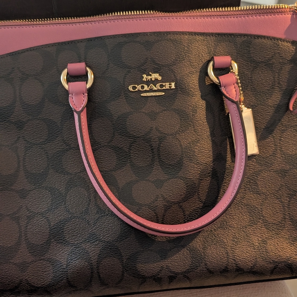 Coach Signature Brown and Pink Tote Bag